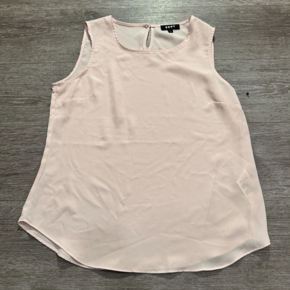 DKNY Blouse Top Womens Medium Pink Polyester Sleevless Casual Adult Lounge